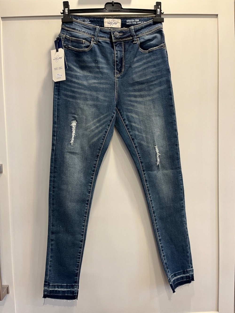 NEW Mimosa DSN High Rise Ankle Petite Dark Blue Wash with Light Whiskering